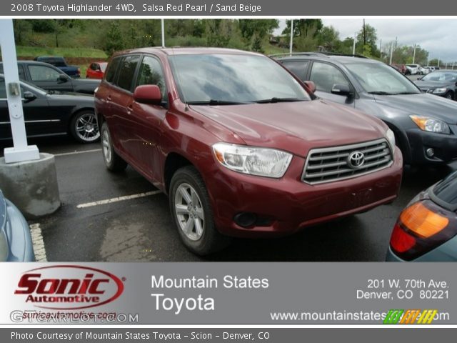 2008 Toyota Highlander 4WD in Salsa Red Pearl