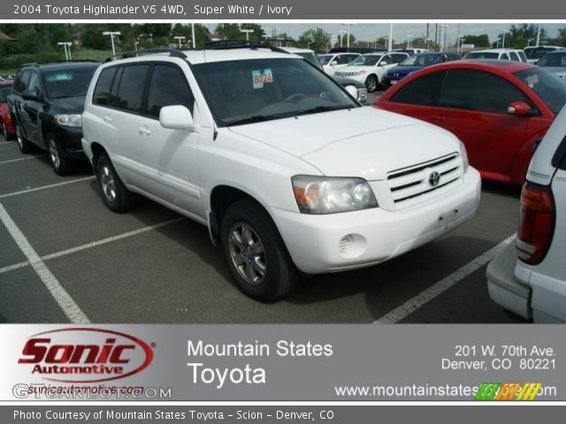 2004 Toyota Highlander V6 4WD in Super White