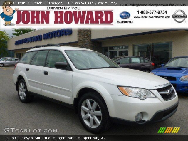 2008 Subaru Outback 2.5i Wagon in Satin White Pearl