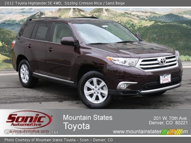 2012 Toyota Highlander SE 4WD in Sizzling Crimson Mica