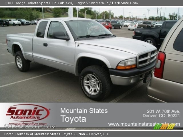 2003 Dodge Dakota Sport Club Cab 4x4 in Bright Silver Metallic