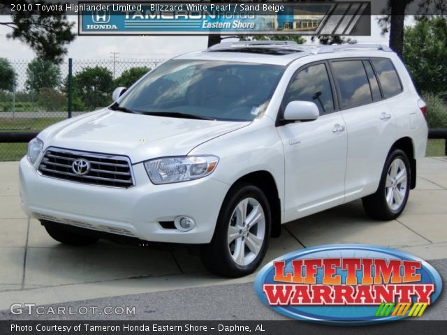 2010 Toyota Highlander Limited in Blizzard White Pearl