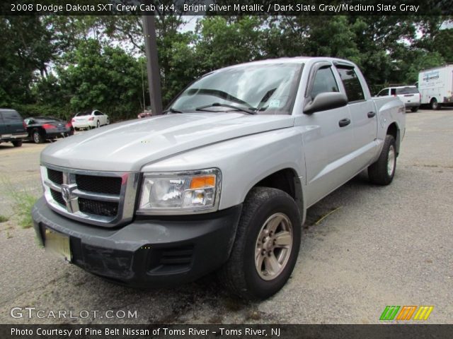 2008 Dodge Dakota SXT Crew Cab 4x4 in Bright Silver Metallic
