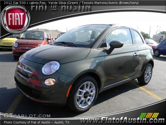 2012 Fiat 500 c cabrio Pop in Verde Oliva (Green)