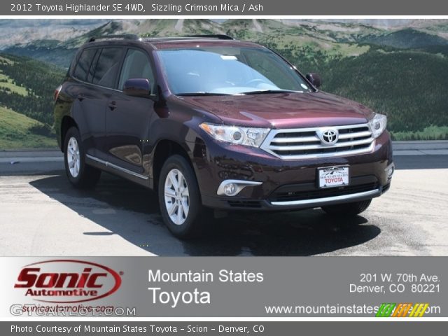 2012 Toyota Highlander SE 4WD in Sizzling Crimson Mica
