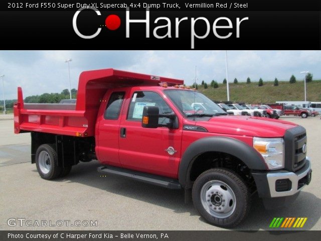 2012 Ford F550 Super Duty XL Supercab 4x4 Dump Truck in Vermillion Red