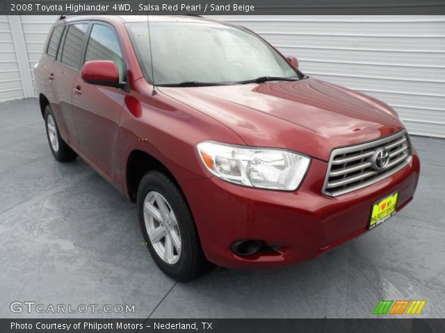 2008 Toyota Highlander 4WD in Salsa Red Pearl