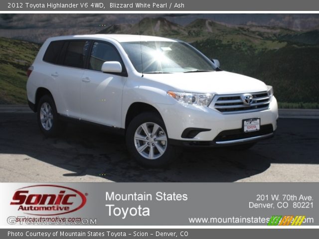 2012 Toyota Highlander V6 4WD in Blizzard White Pearl