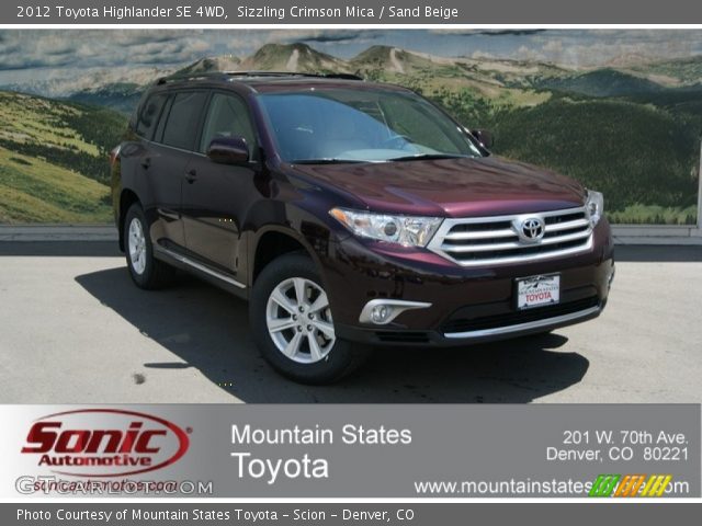 2012 Toyota Highlander SE 4WD in Sizzling Crimson Mica