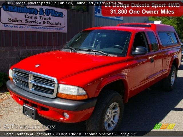 2004 Dodge Dakota Sport Club Cab 4x4 in Flame Red
