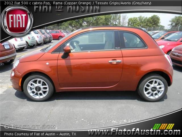 2012 Fiat 500 c cabrio Pop in Rame (Copper Orange)