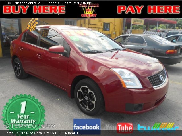 2007 Nissan Sentra 2.0 in Sonoma Sunset Red