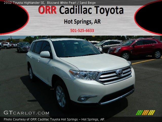 2012 Toyota Highlander SE in Blizzard White Pearl