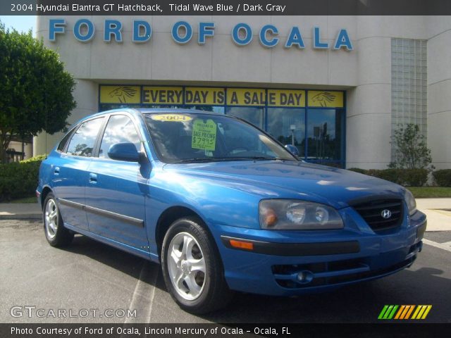 Tidal Wave Blue 2004 Hyundai Elantra GT Hatchback with Dark Gray interior 