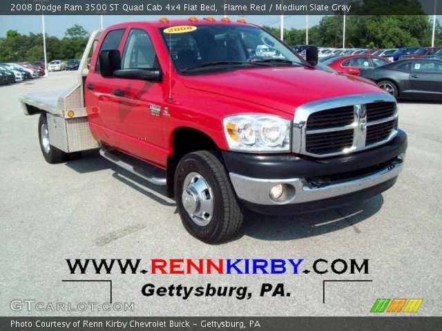 2008 Dodge Ram 3500 ST Quad Cab 4x4 Flat Bed in Flame Red