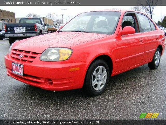 2003 Hyundai Accent GL Sedan in Retro Red