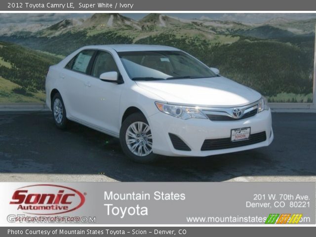 2012 Toyota Camry LE in Super White