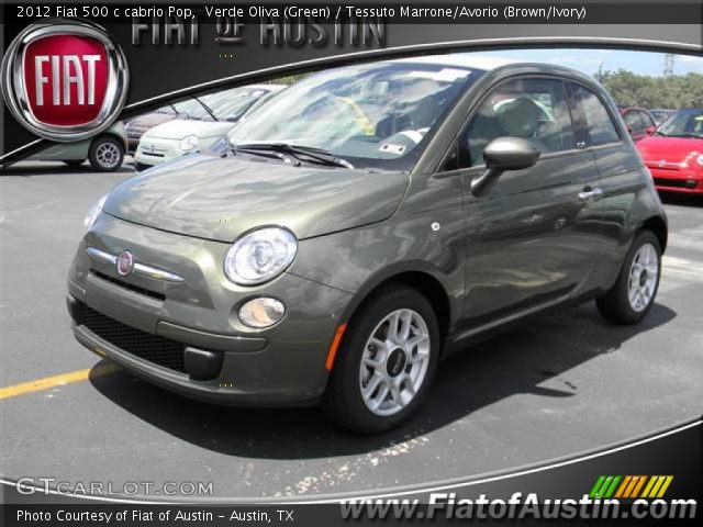 2012 Fiat 500 c cabrio Pop in Verde Oliva (Green)