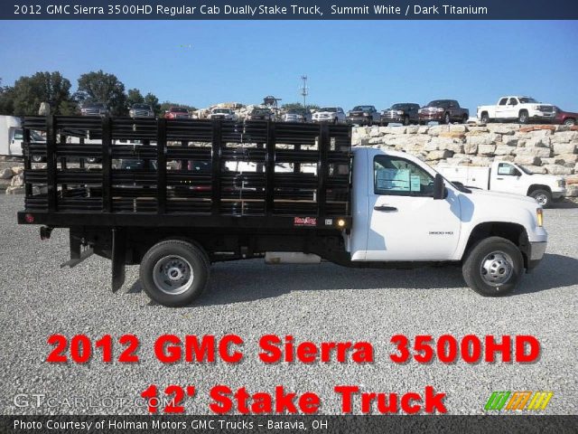 2012 GMC Sierra 3500HD Regular Cab Dually Stake Truck in Summit White