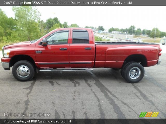 2007 Dodge Ram 3500 SLT Quad Cab 4x4 Dually in Inferno Red Crystal Pearl