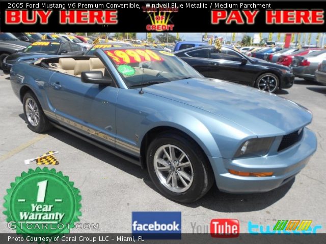 2005 Ford Mustang V6 Premium Convertible in Windveil Blue Metallic
