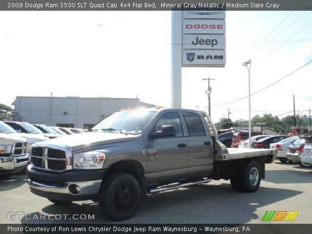 2009 Dodge Ram 3500 SLT Quad Cab 4x4 Flat Bed in Mineral Gray Metallic