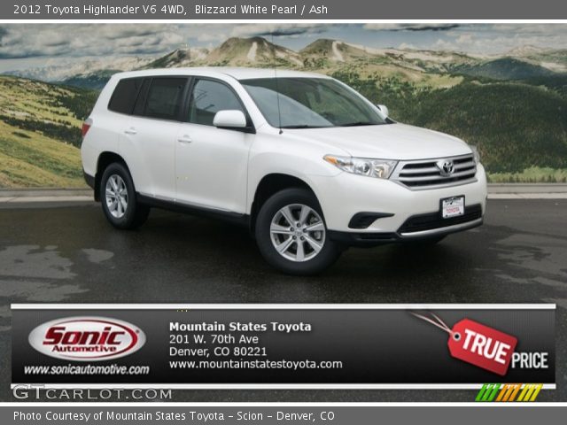 2012 Toyota Highlander V6 4WD in Blizzard White Pearl