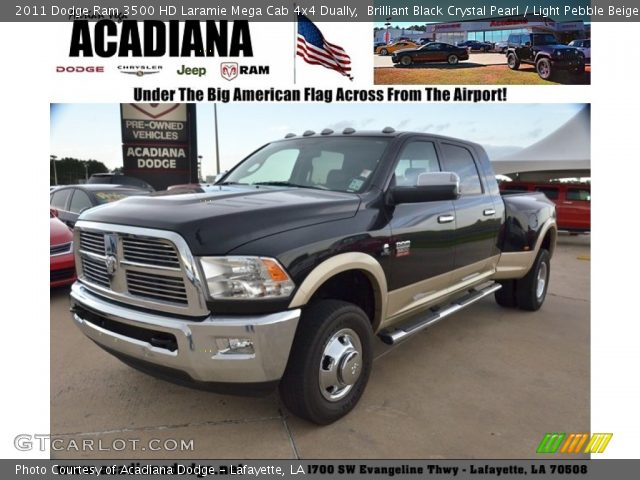 2011 Dodge Ram 3500 HD Laramie Mega Cab 4x4 Dually in Brilliant Black Crystal Pearl