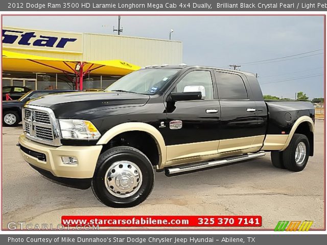 2012 Dodge Ram 3500 HD Laramie Longhorn Mega Cab 4x4 Dually in Brilliant Black Crystal Pearl