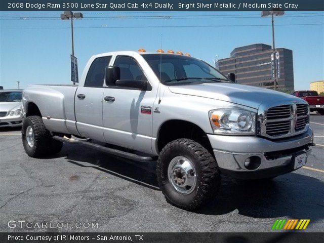 2008 Dodge Ram 3500 Lone Star Quad Cab 4x4 Dually in Bright Silver Metallic