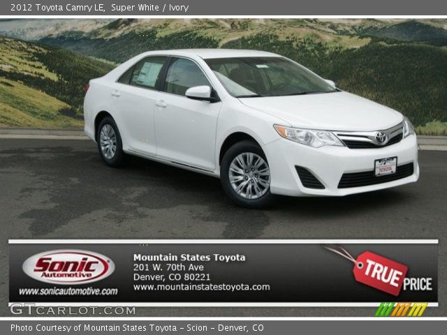 2012 Toyota Camry LE in Super White