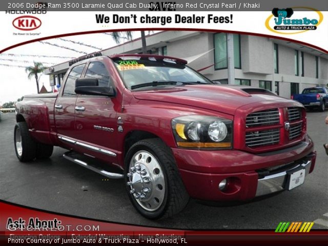 2006 Dodge Ram 3500 Laramie Quad Cab Dually in Inferno Red Crystal Pearl