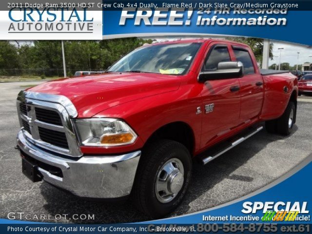 2011 Dodge Ram 3500 HD ST Crew Cab 4x4 Dually in Flame Red