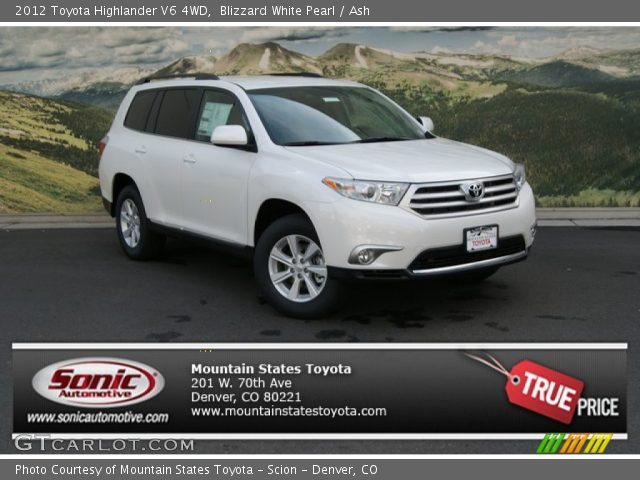 2012 Toyota Highlander V6 4WD in Blizzard White Pearl