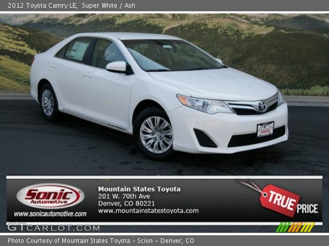 2012 Toyota Camry LE in Super White