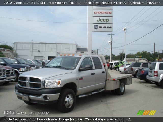 2010 Dodge Ram 3500 SLT Crew Cab 4x4 Flat Bed in Bright Silver Metallic