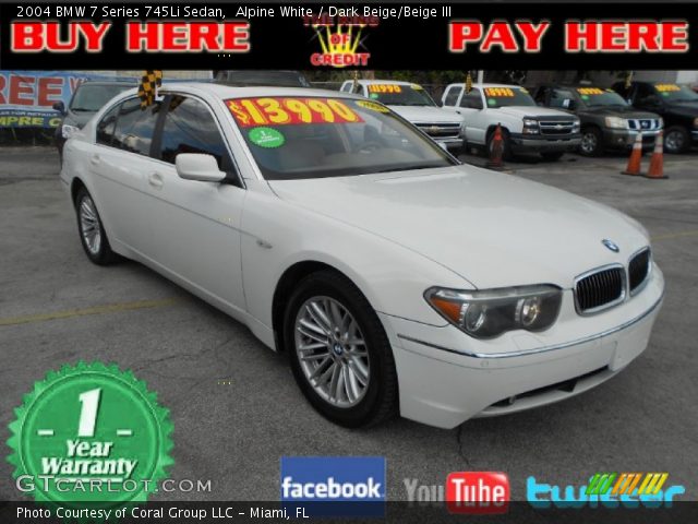 2004 BMW 7 Series 745Li Sedan in Alpine White