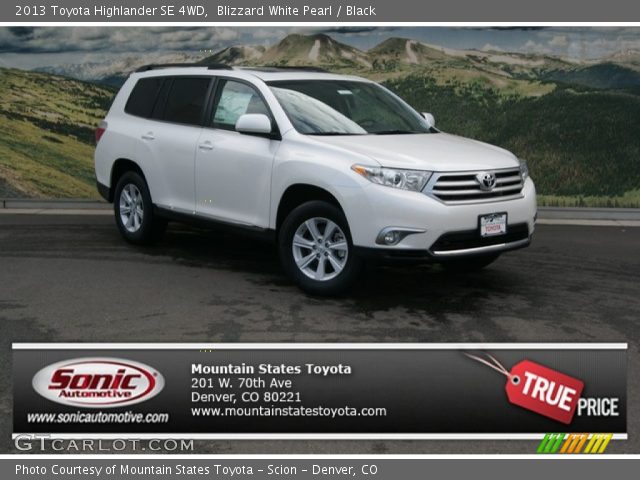 2013 Toyota Highlander SE 4WD in Blizzard White Pearl