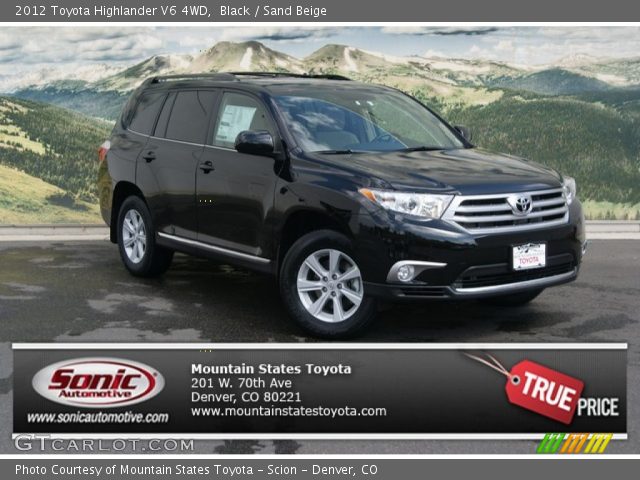 2012 Toyota Highlander V6 4WD in Black