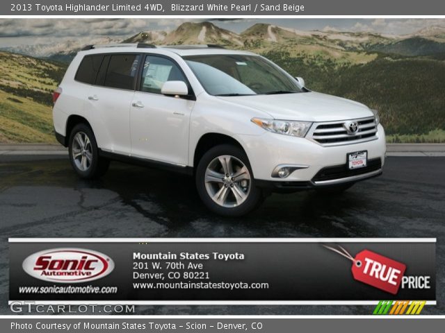 2013 Toyota Highlander Limited 4WD in Blizzard White Pearl
