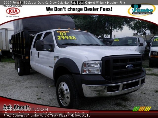 2007 Ford F450 Super Duty XL Crew Cab 4x4 Flat Bed in Oxford White