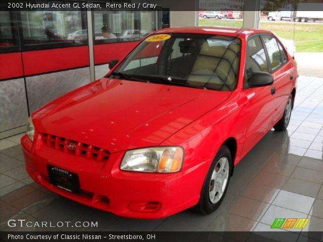2002 Hyundai Accent GL Sedan in Retro Red