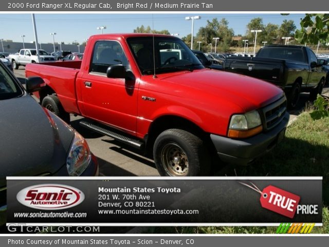 2000 Ford Ranger XL Regular Cab in Bright Red