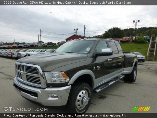 2012 Dodge Ram 3500 HD Laramie Mega Cab 4x4 Dually in Sagebrush Pearl