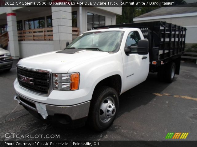 2012 GMC Sierra 3500HD Regular Cab 4x4 Dually Stake Truck in Summit White