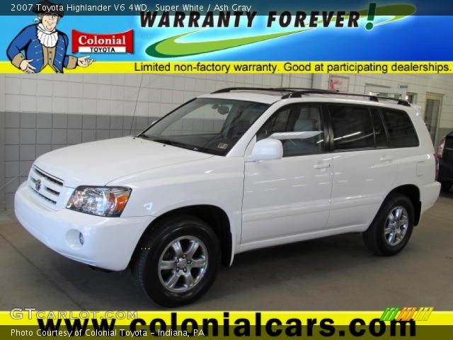 2007 Toyota Highlander V6 4WD in Super White