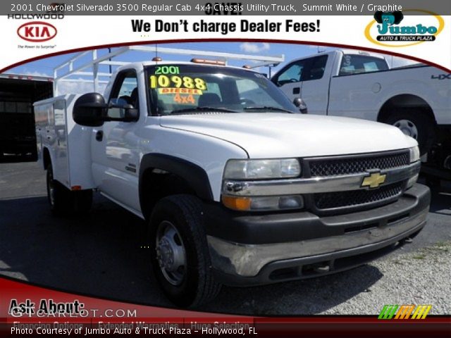 2001 Chevrolet Silverado 3500 Regular Cab 4x4 Chassis Utility Truck in Summit White