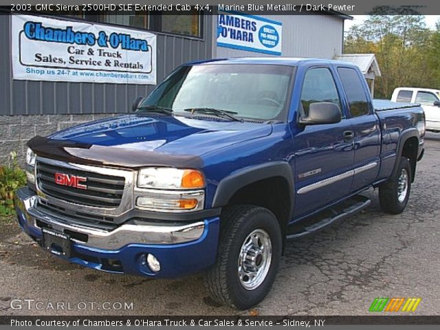 2003 GMC Sierra 2500HD SLE Extended Cab 4x4 in Marine Blue Metallic