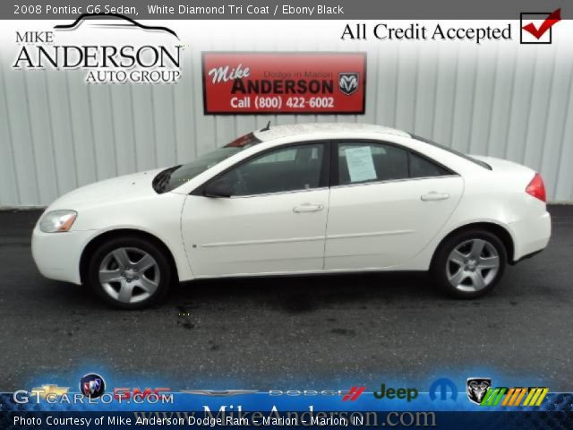 White Diamond Tri Coat - 2008 Pontiac G6 Sedan - Ebony Black Interior ...