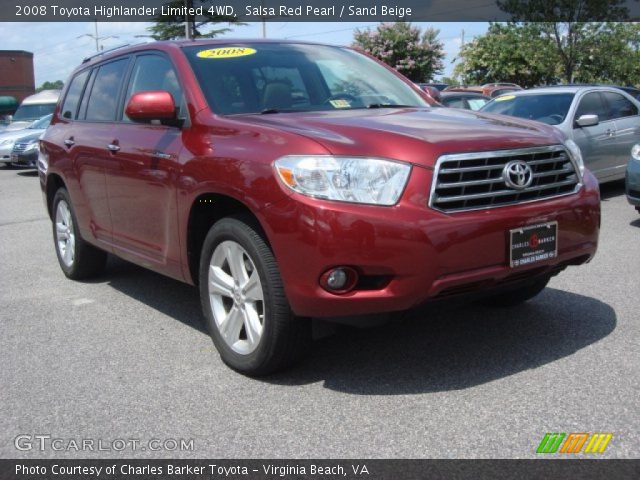 2008 Toyota Highlander Limited 4WD in Salsa Red Pearl
